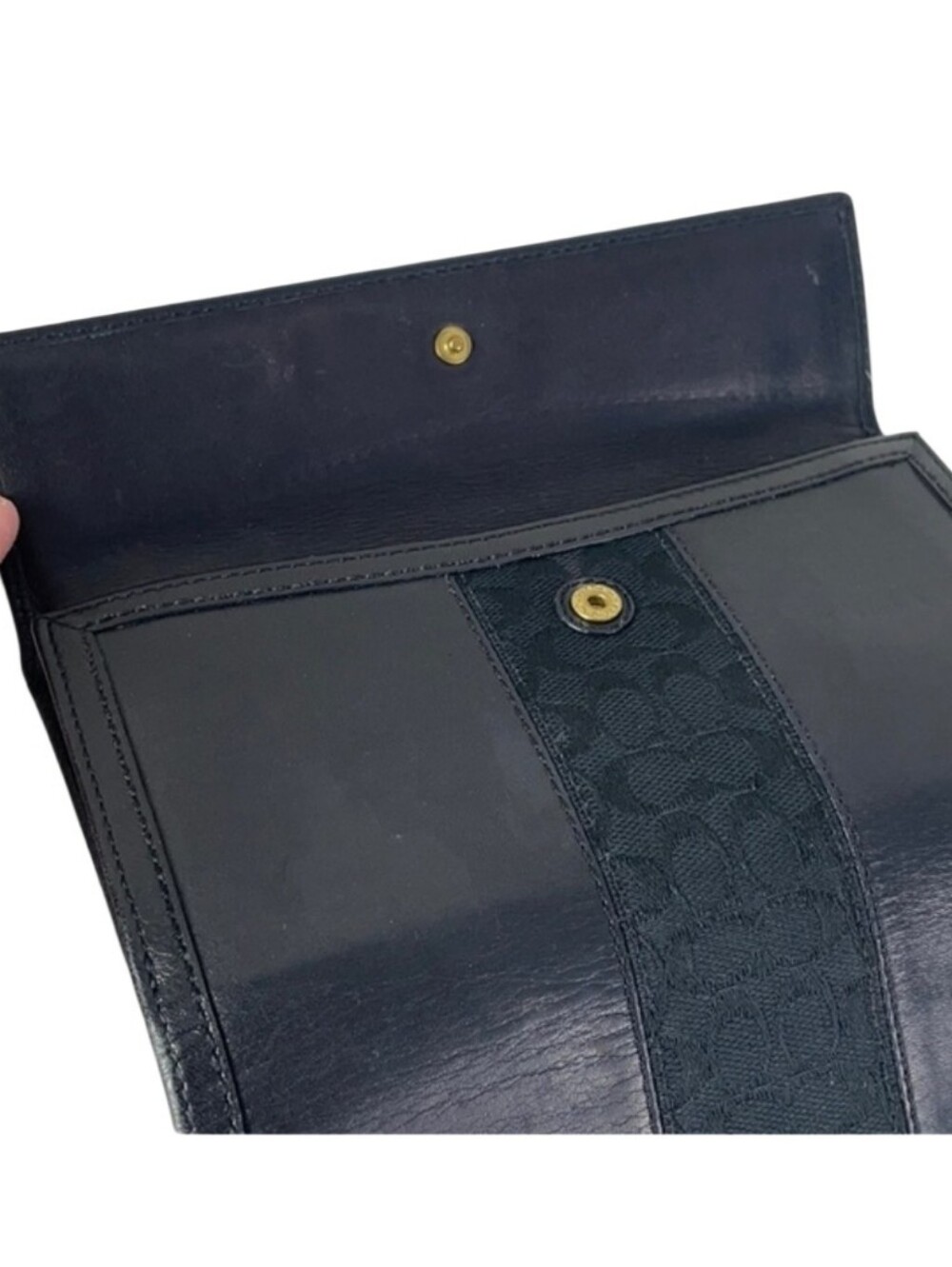 Coach Vintage Black Leather Continental Wallet with Gold-Tone Snap - Picture 9 of 10